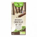 Biscuits bâtonnets chocolat lait BIO paquet 125g<br>