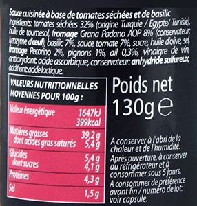 Sauce pesto rosso, U (190 g)  La Belle Vie : Courses en Ligne - Livraison  à Domicile