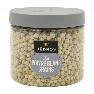 Poivre blanc en grains pot 125g Bedros  Carton de 12 x 125 gr