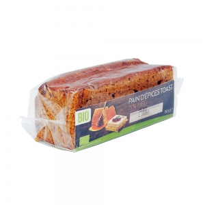 Pain d'épices toast au miel 25% BIO paquet 150g  CARTON DE 18 x 150GR