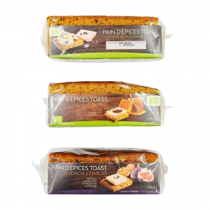 Pain d'épices toast au miel 25% BIO paquet 150g  CARTON DE 18 x 150GR