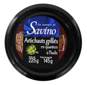 Artichauts grillés à l'huile Savino pot 225g  Carton de 12  pots X 225