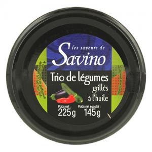 Trio de légumes grillés à l'huile pot 225g Savino  Carton de 12  pots X 225