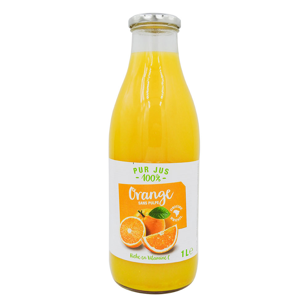 Grossiste Pur jus d'orange du Brésil bouteille 1l CT 6 - prix en gros