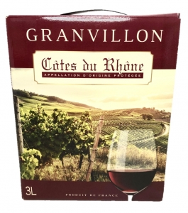 Vin Rouge Côtes du Rhône Granvillon AOP BIB 3L  COLIS DE 4 BIB DE3 LITRES