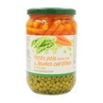 Petits pois et jeunes carottes bocal 425g pne  BARQUETTE FILMEE X 12