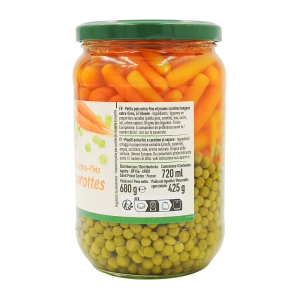 Petits pois et jeunes carottes bocal 425g pne  BARQUETTE FILMEE X 12