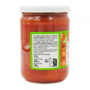 Tomates entières pelées au jus BIO conserve 500g  barquettes filmées 12 bocaux