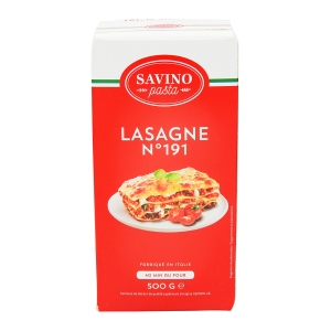 Pâtes à lasagnes paquet 500g Savino  Carton de 16 x 500gr