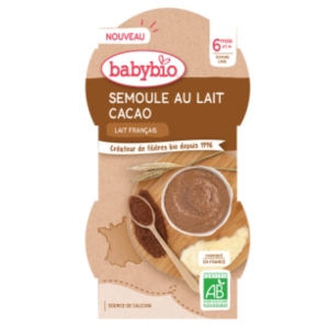 Bol semoule au lait cacao BIO 2x100g BABYBIO  CT DE 6 LOT DE 2x100G