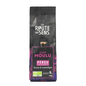 Café moulu 100% Arabica Pérou BIO paquet 250g  CT DE 24 PQT