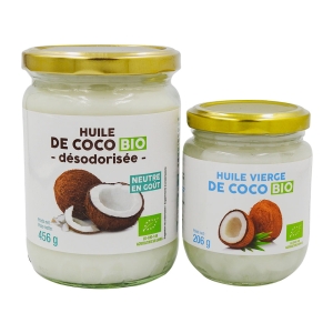 Huile vierge de coco BIO pot 225ml  Carton de 6 pots