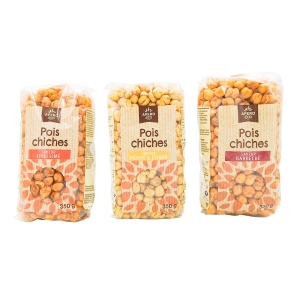 Pois chiches grillés saveur barbecue paquet 350g  CT 12 x 350 gr